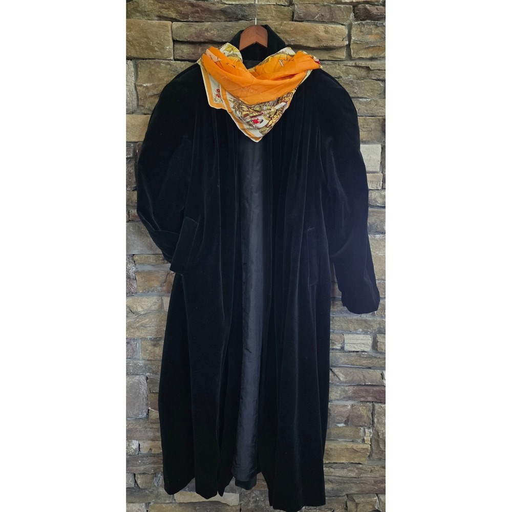VTG Whimsigoth Mobwife Black Cotton Velvet Heavy Opera  Duster Coat Canada M